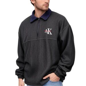 Alaska Fleece Sweatshirt 1/4 Zip Pullover Embroidered Black Mens Size Large